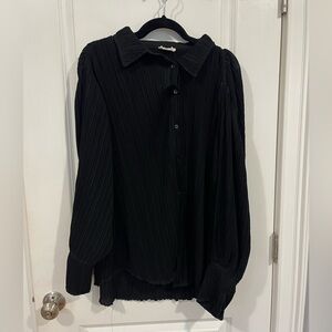 Good American Plisse Button Down Top